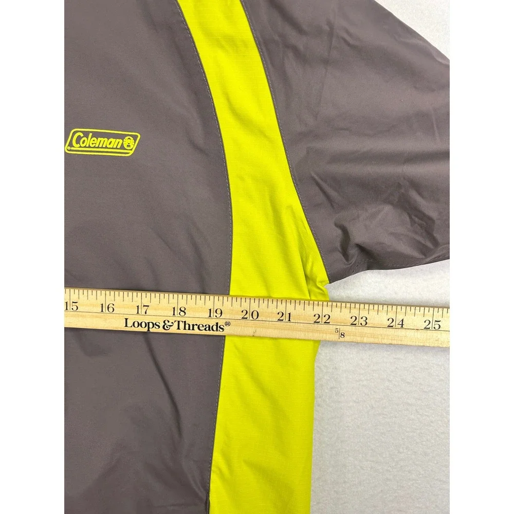 Gorpcore Coleman Mens Med Grey Neon Yellow Hooded Windbreaker Jacket‎ 4813-05919